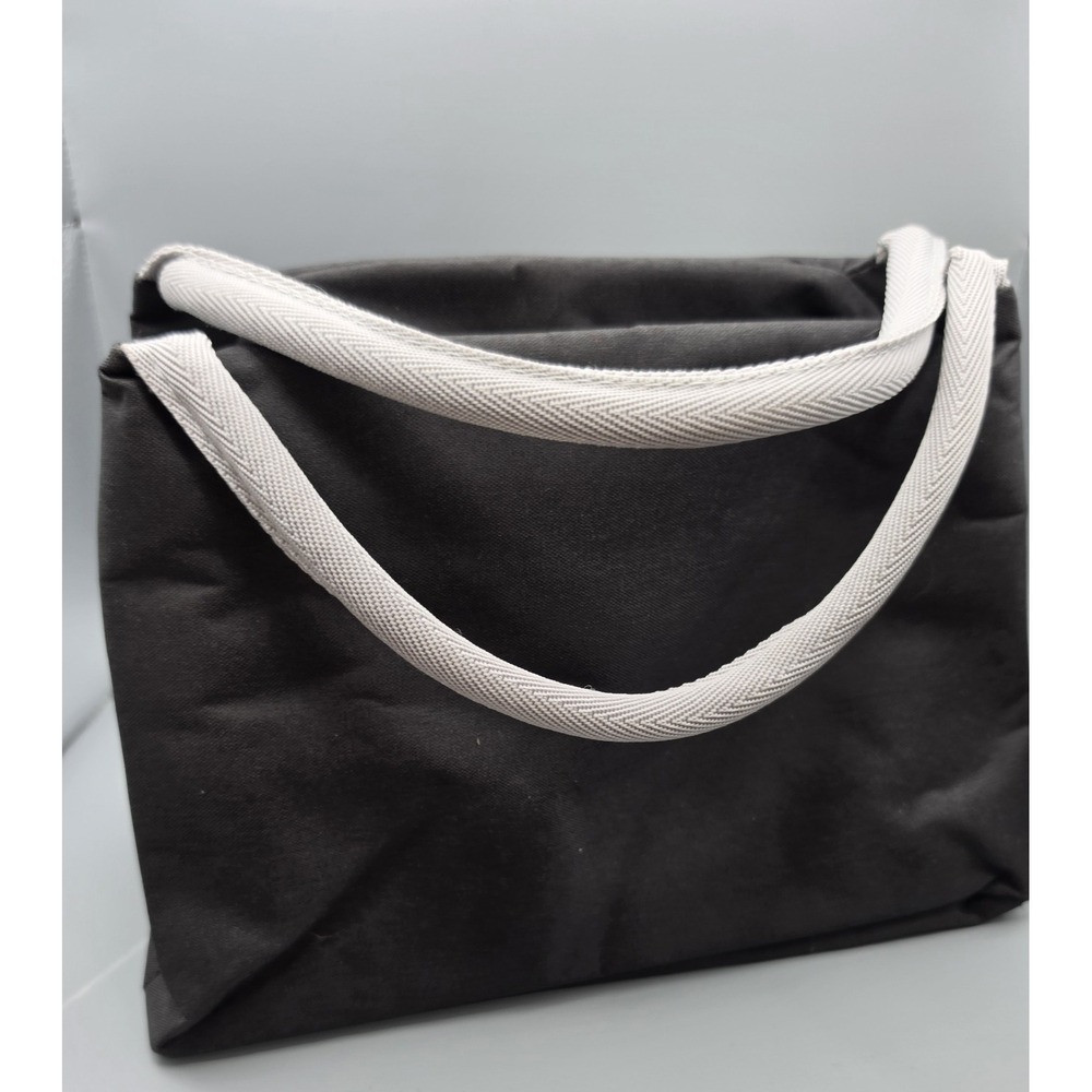 Insulated Lunch Bag Black Gray Tasty Food Zip Tote Reusable Cooler 11" Wide